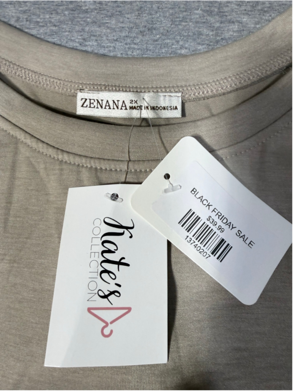 Women's Zenana Pajama Set 2X Beige - Picture 2 of 7